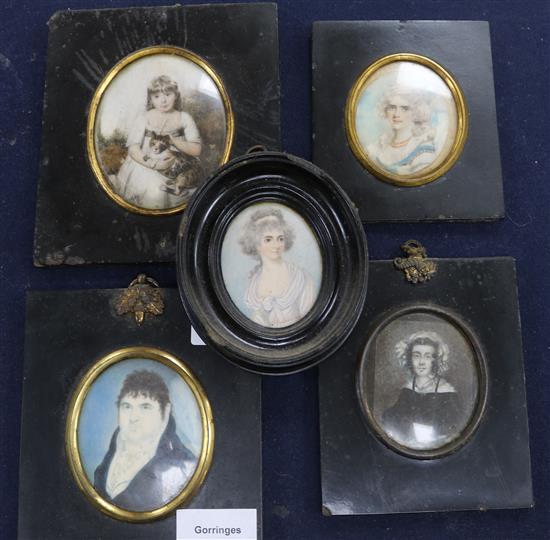 Five portrait miniatures